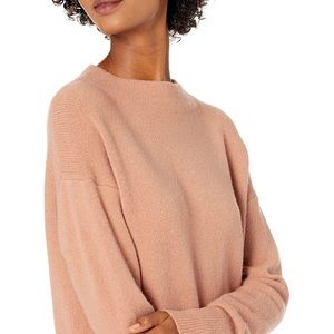 XXL • Lark & Ro • Women's Boucle Mock Neck Oversized Sweater • Dusty Pink/Coral